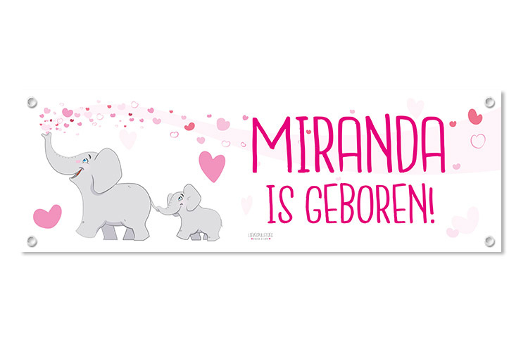 Geboortespandoek met twee lieve olifantjes
