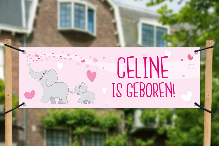 Geboortespandoek met twee lieve olifantjes