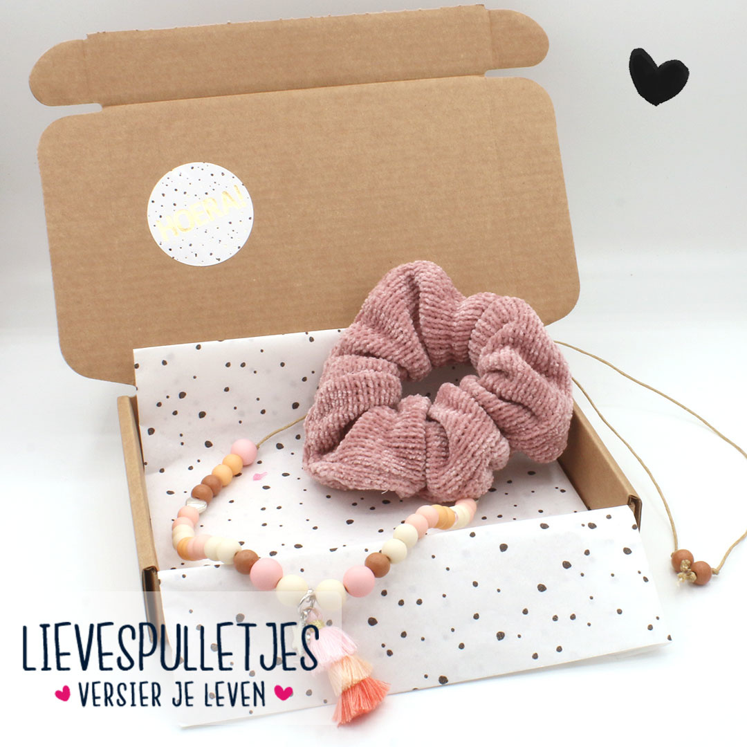 Kinderketting met scrunchie - pastel