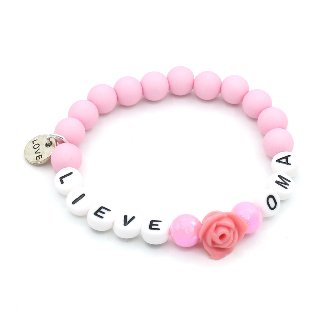 Kralen armband-lieve-oma-roze