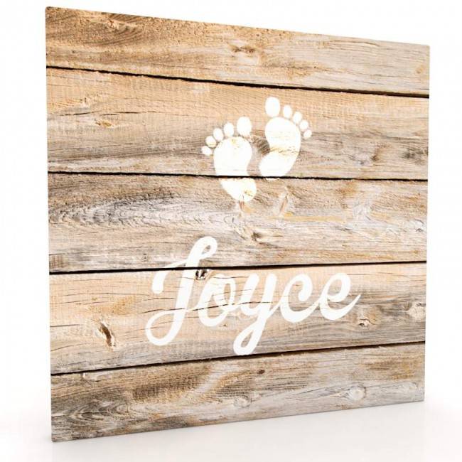 Muurdecoratie hout-look - Baby voetjes