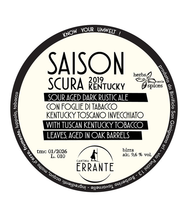 Cantina Errante - SAISON SCURA KENTUCKY 2019 - fles 375ml.