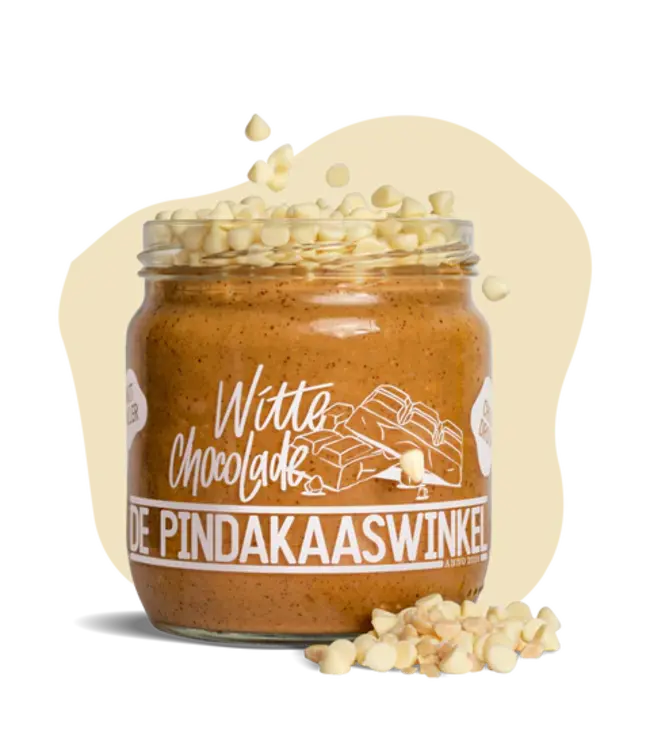 De Pindakaaswinkel Peanutbutter with white chocolate 420ml.