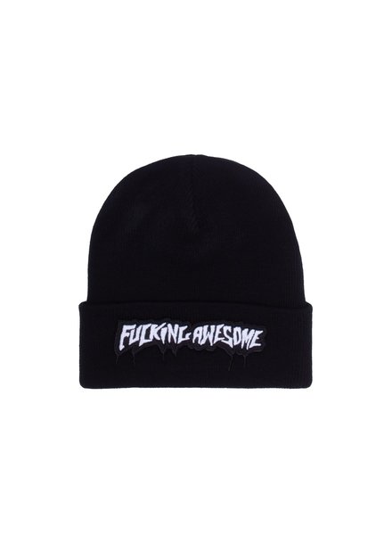 Fucking Awesome Velcro Stamp Cuff Beanie Black