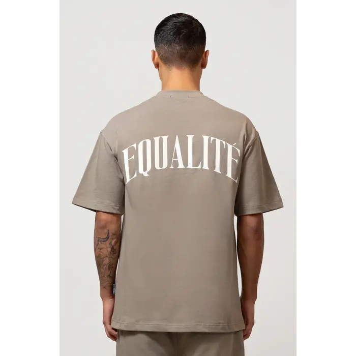 EQUALITÉ OLIVER OVERSIZED TEE - TAUPE & WHITE
