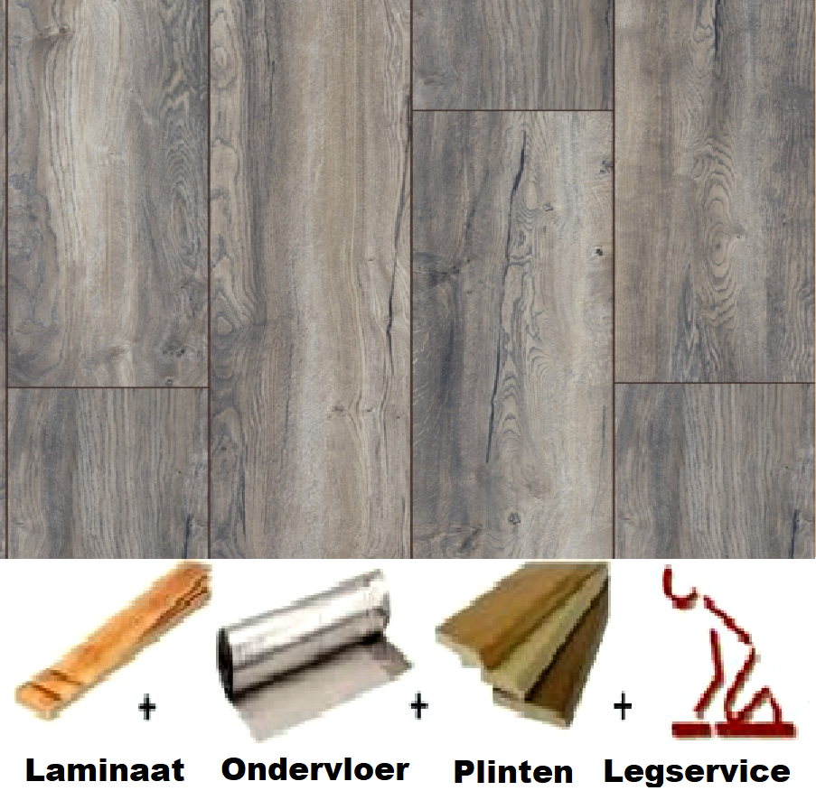 All-in Laminaat. Kronotex  8mm plank 3572 Harbour Oak Grey