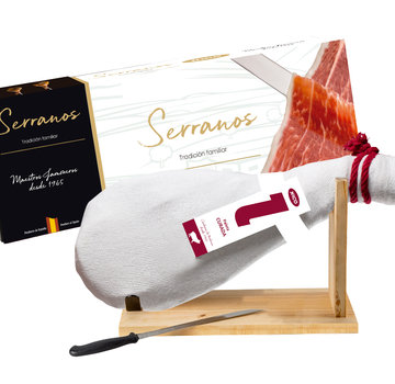 Paleta Curada Serrano met standaard en mes (4-4,5 kilo)