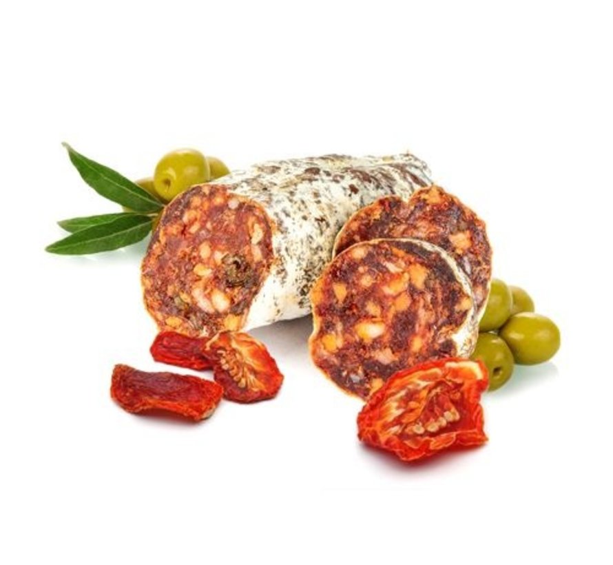 Franse gedroogde worst met tomaat & olijf (Per 6 stuks)