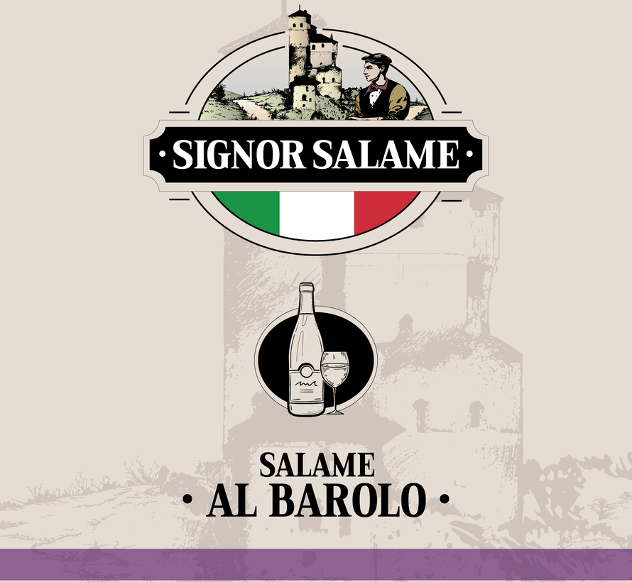 Salami met Barolo wijn vacuum verpakt (Per 5 stuks)