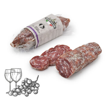 Salami met Barolo wijn vacuum verpakt