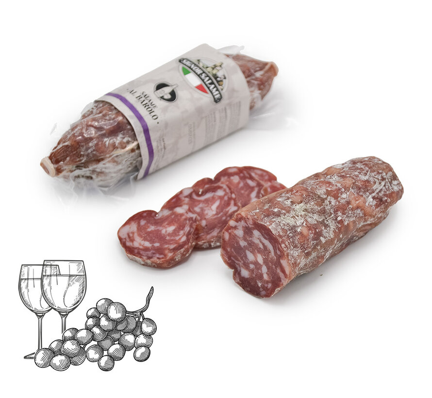 Salami met Barolo wijn vacuum verpakt (Per 5 stuks)