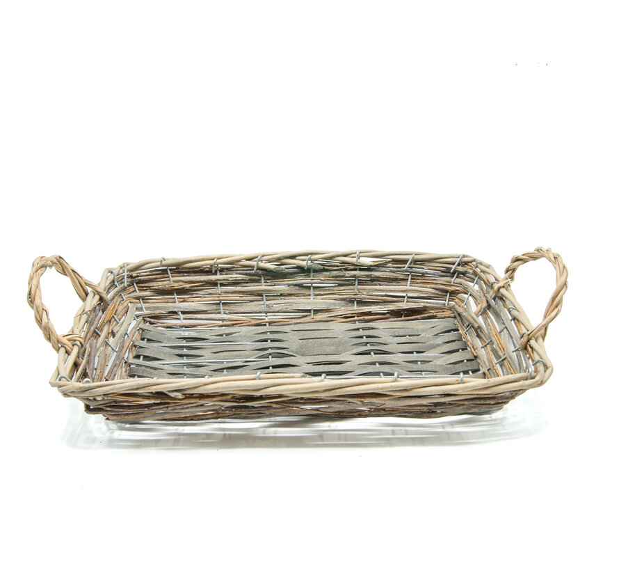 Mand met ijzeren frame rechthoek 38x24cm (Per 10 stuks)