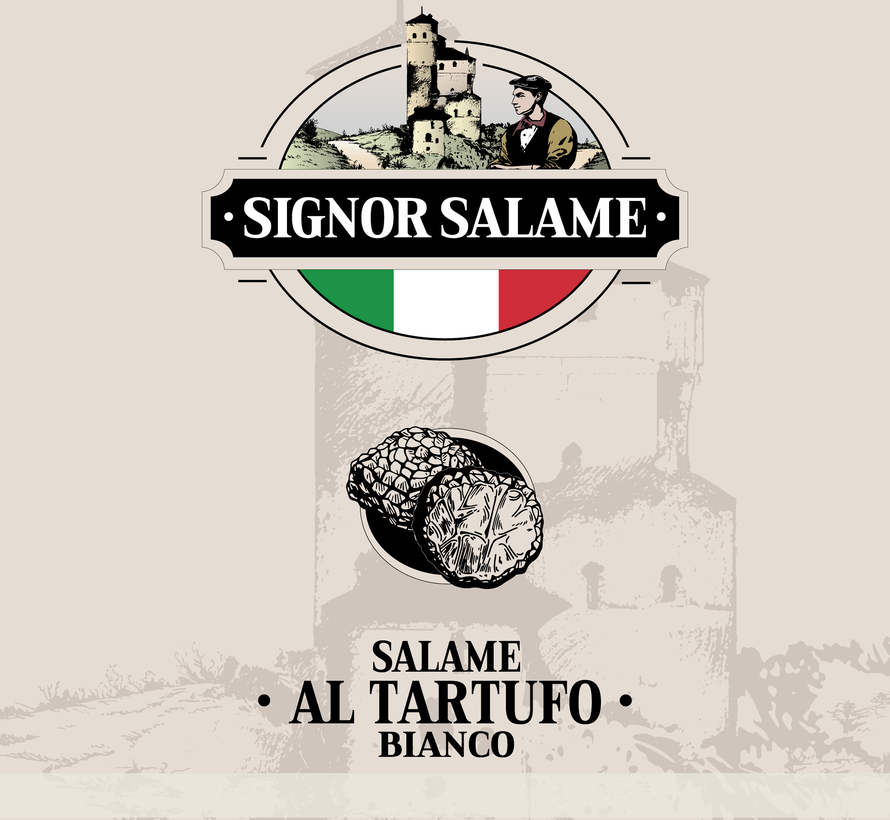 Salami met zwarte truffel vacuum verpakt (Per 5 stuks)