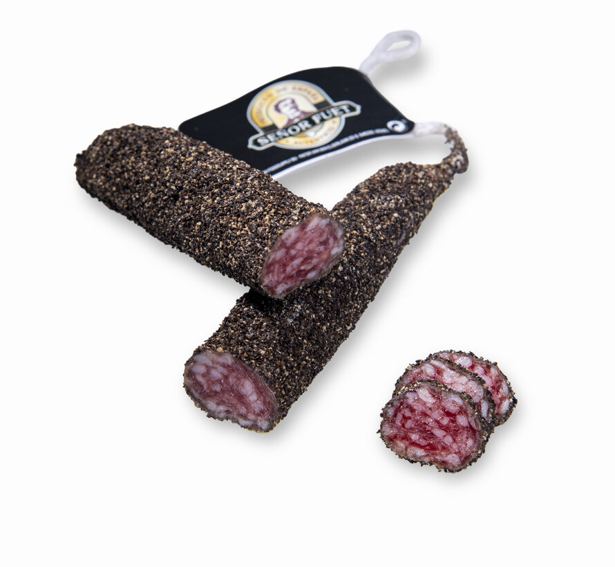 Fuet met zwarte peper  (100 grams) flowpacked (Per 5 stuks)