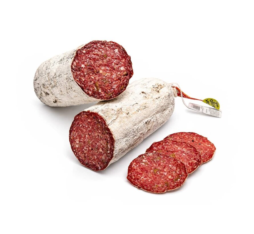 Snijworst rund-kalkoen groene olijf(2,8 kilo) (Per stuk)