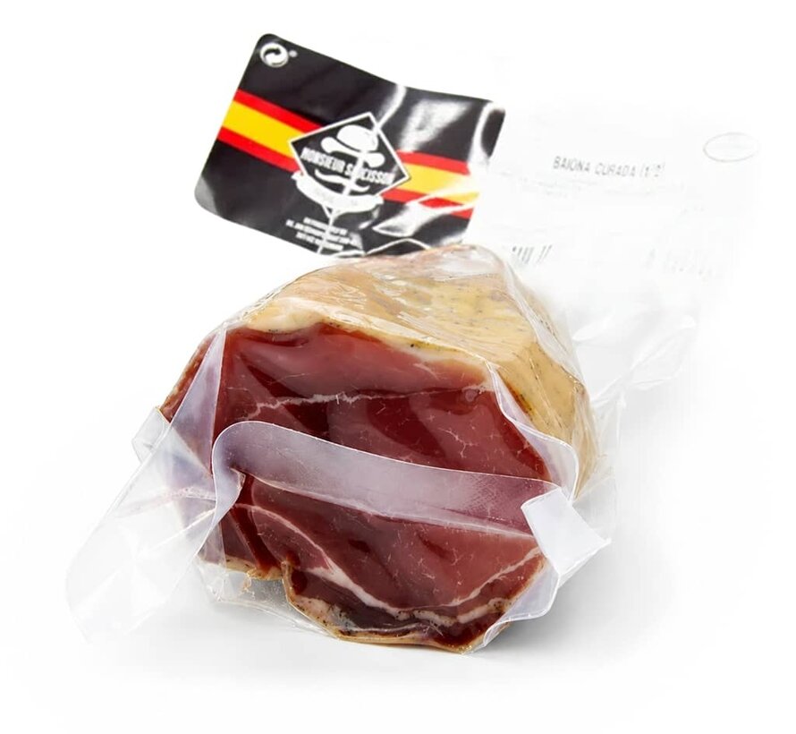 Spaanse gedroogde ham naturel half verpakt.  (Per stuk)
