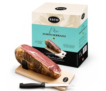Mini Serranoham 1 kilo met Standaard en mes (Per stuk)