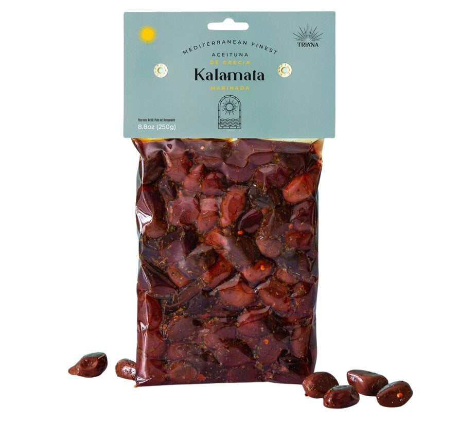 Hele gemarineerde Kalamata olijven vacuum 250g (per 12 stuks)