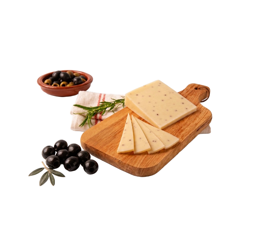 Spaanse schapenkaas met zwarte olijven