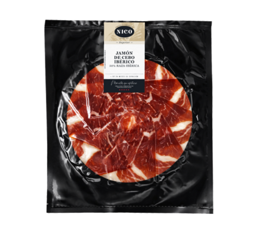 Ham Cebo Iberico 50% bord 80g.