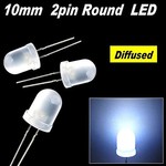 10mm Round Led White Diffused Cold White