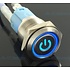 16mm Pressure Switch Latching with Illuminated logo and ring lighting Blue