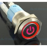 16mm Drukschakelaar Latching met Verlicht logo en ringverlichting Rood