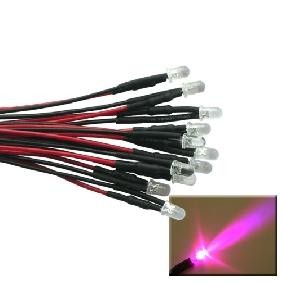 5mm Pre Wired Led clear Flashing (Flash) Pink