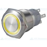 16mm Drukschakelaar Latching met Ringverlichting Geel