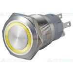 16mm Pressure Switch Latching with Ring Lighting Yellow