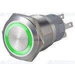 16mm Pressure Switch Latching with Ring Light Green Max 24V