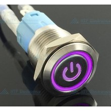 16mm Pressure Switch Self-reset Momentary Illuminated logo ring light Purple