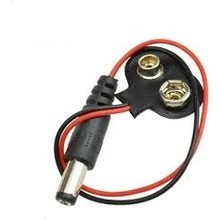 9 Volt battery T clip with DC Plug 2.5 x 5.5 mm