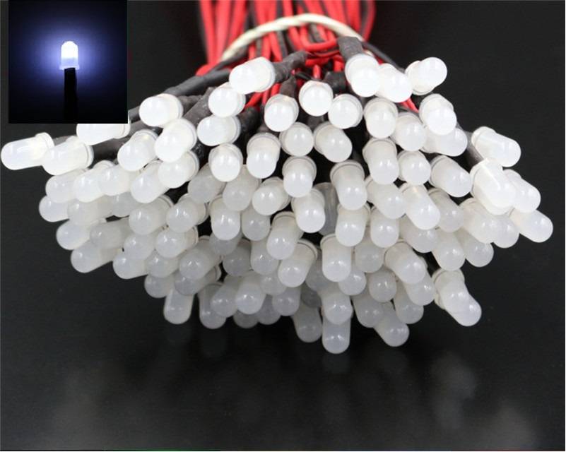 3mm Pre Wired Led White Diffused Cold White 24V