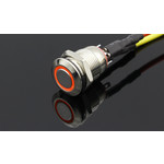 12mm Drukschakelaar Latching met Ringverlichting Rood 12 tot 24V