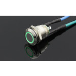 12mm Pressure Switch Latching with Ring Lighting Green 12 to 24V