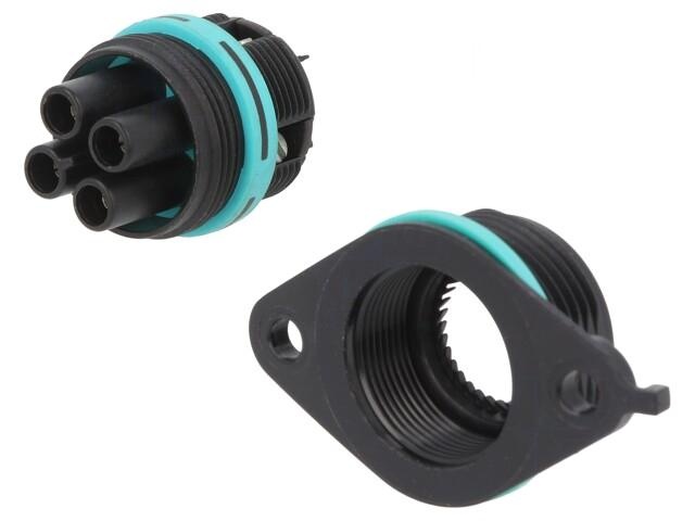 Techno TH387 AC Circular Connector Panel Mount Contact Female 4-Pin