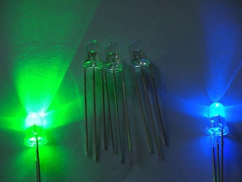 3mm Ronde Led Helder Bi-Color Blauw/Emerald Groen Common Kathode