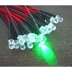 3mm Pre Wired Led Clear Green Flash