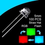 5mm Straw Hat Led Clear RGB Flash (Flash)