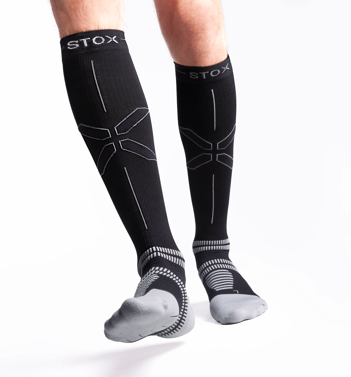 STOX Running Socks Mannen - Zwart / Grijs