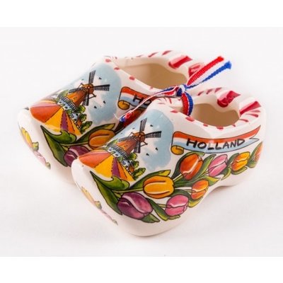 Typisch Hollands Clogs Tulpendekor auf Band 7 cm