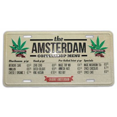 Typisch Hollands Amsterdam Kentekenplaat - Coffeeshopmenu