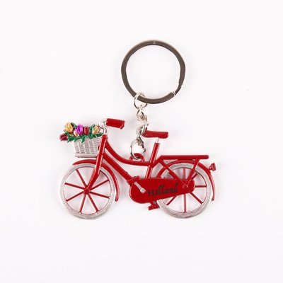 Typisch Hollands Keychain - Bicycle with Tulips - Red