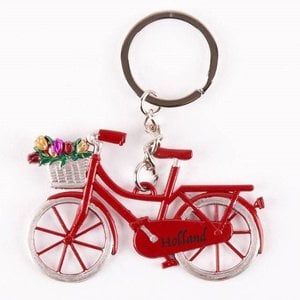Typisch Hollands Key - Fahrrad mit Tulpen - Red