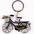 Matix Keychain - Bicycle with Tulips - Black