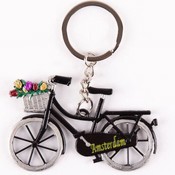Matix Keychain - Bicycle with Tulips - Black