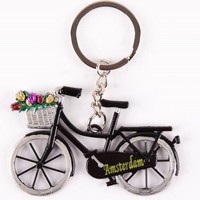 Typisch Hollands Keychain - Bicycle with Tulips - Black
