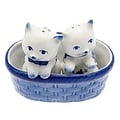 Heinen Delftware Salt and Pepper kittens in Basket Blue