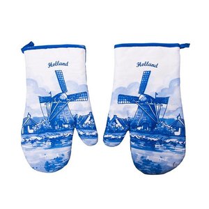 Heinen Delfts blauw Mill Oven Mitts - Delft